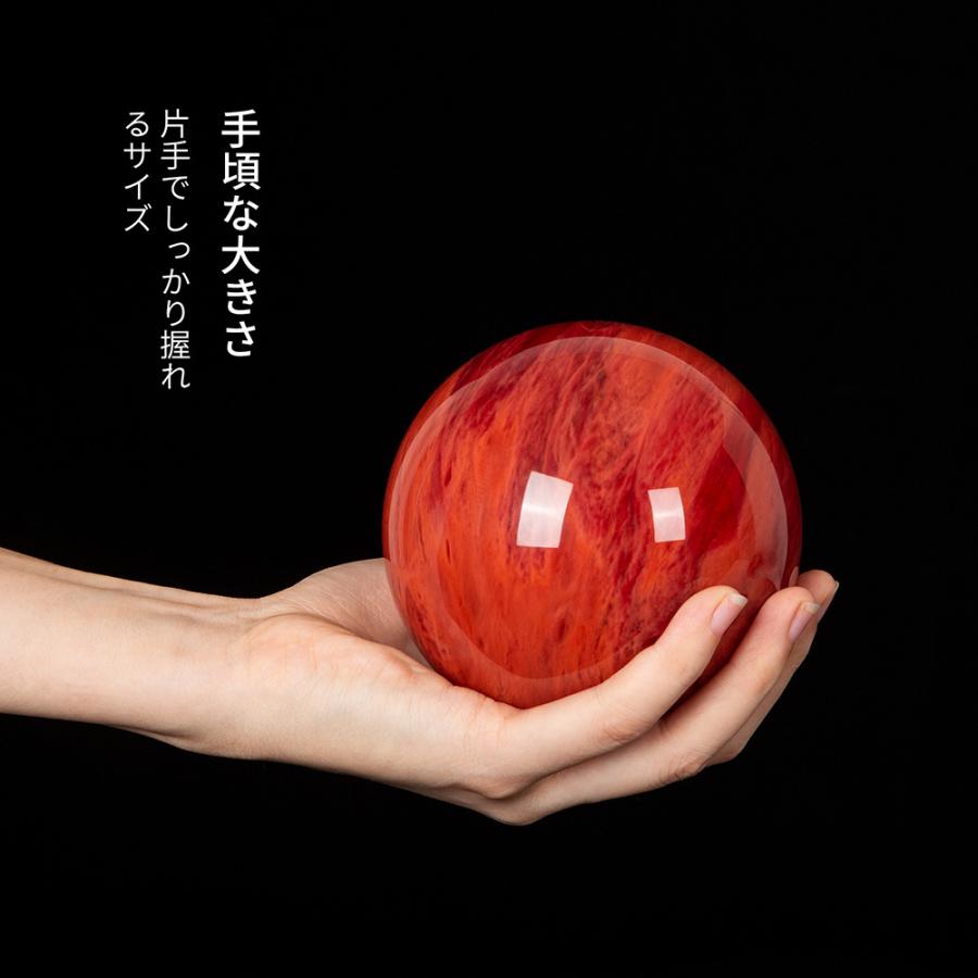 赤水晶 パワーストーン 水晶玉 風水 縁起物 木製台座付属｜newpark｜02
