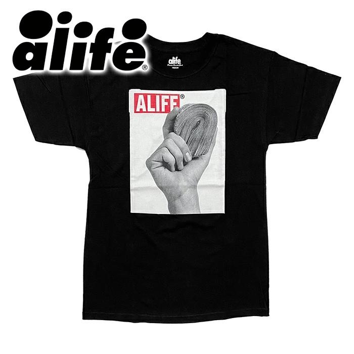 ALIFE（エーライフ） メンズ Tシャツ ブラック STACKS TEE M 
