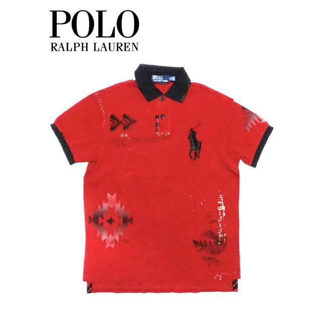 送料無料 メンズ ポロシャツ レッド ブラック Polo Ralph Lauren ポロ ラルフローレン Custom Fit M Supersport Tn