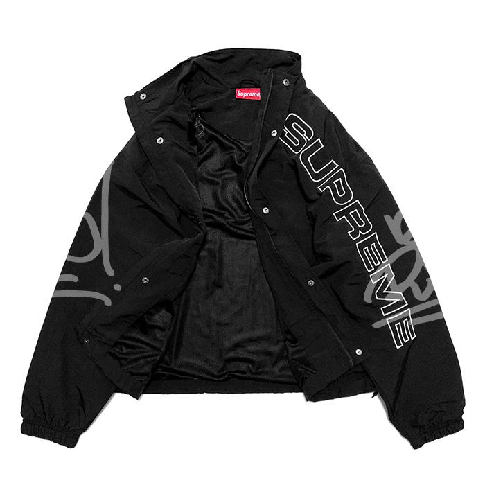 送料無料 メンズ ジャケット ブラック Supreme シュプリーム SPELLOUT EMBROIDERED LOGO TRACK JACKET FW24 M L XLの画像