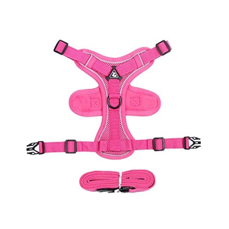 Dudu Home ハーネス犬 ハーネス 小型犬 犬用 リード セット 可愛い おしゃれ 調整可能 M ピンク 最新人気