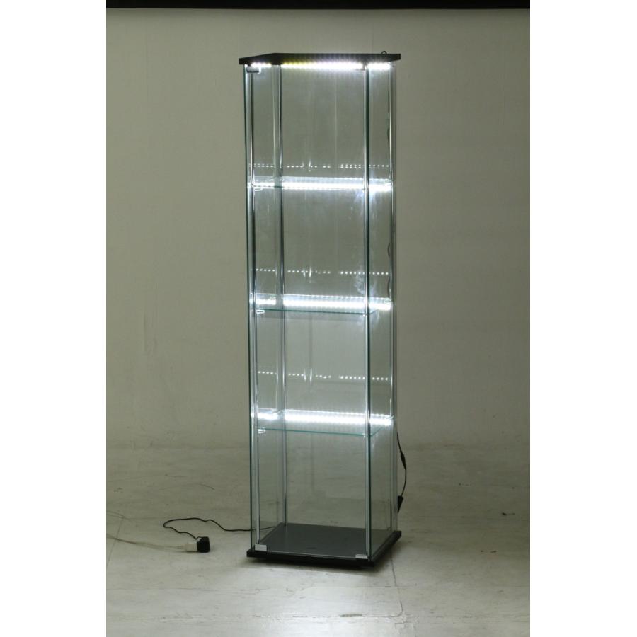 LED付き ガラスキャビネット 幅43cm 高さ162cm ブラック 【新品】【送料無料】(北海道 沖縄 離島は別途送料)_1