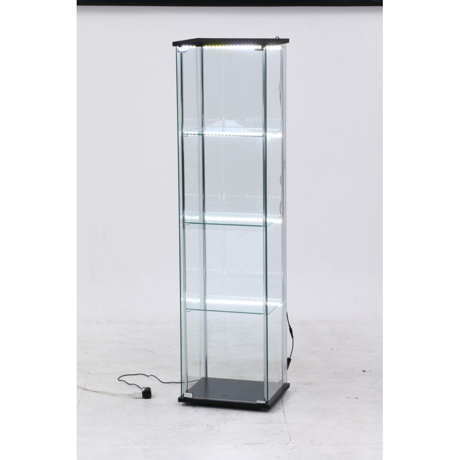 LED付き ガラスキャビネット 幅43cm 高さ162cm ブラック 【新品】【送料無料】(北海道 沖縄 離島は別途送料)_2