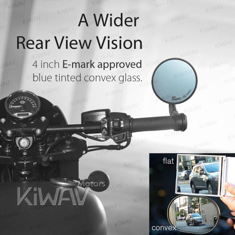 KiWAV バーエンドミラー ボブ 黒 M12ねじ式ハンドルに取付可能 左右
