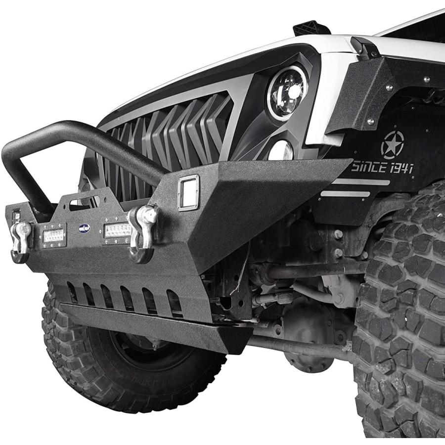 Hooke Road ジープ ラングラー JK フロントバンパー スキッドプレートとウィンチプレート付き 20072018 Jeep