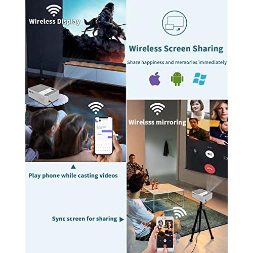 WiFiとBluetoothを搭載した屋外対応ミニ1080 pプロジェクター、iPhone/Android用ポータブルホームシアターフルHDベッドルームプロジェクターワイヤレス同期｜newspring｜02