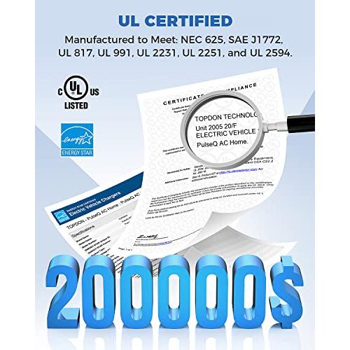 【値下げ・名盤】 トップドンレベル2 EV充電器、40 A家庭用電気自動車充電器、14-50プラグNEMA TYPE 4、ULリステッドエナジースター、WiFi付き電気自動車充電器、EVSE、Pulse 【TMF2552910542】(91549円)
