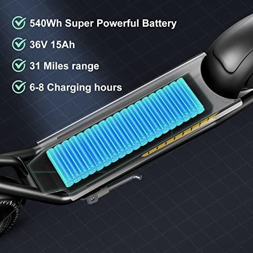 【早い者勝ち】 電動スクーター大人用、500 Wモーター31マイル航続距離21 mph、12インチ空気タイヤ、衝撃吸収、ダブルブレーキ、アプリ制御折りたたみ式通勤型電動スクータ 【JSB3676106608】(131828円)