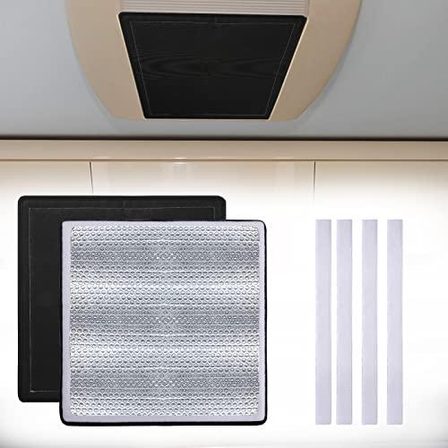 PAMASE RV Vent Insulator 2個16*16in 100遮光天窓カバー反射遮光キャンピングトレーラー用日除けカバー、三