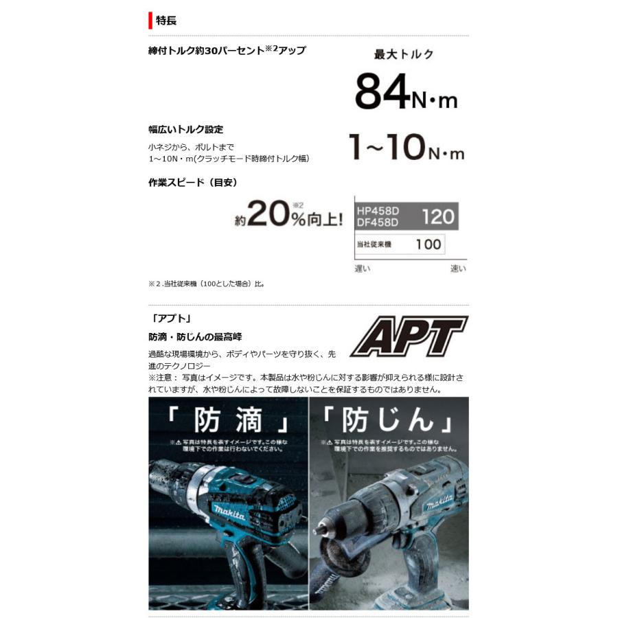 マキタ DF458DRGX 充電式ドライバドリル 18V 6.0Ah (電池2個・充電器 