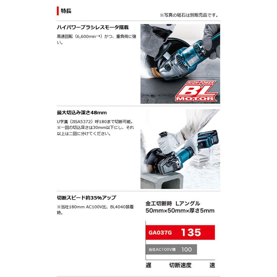 マキタ GA037GRMX 充電式ディスクグラインダ 180mm[無線連動 マキタ GA037GRMX 充電式ディスクグラインダ 180mm[無線連動