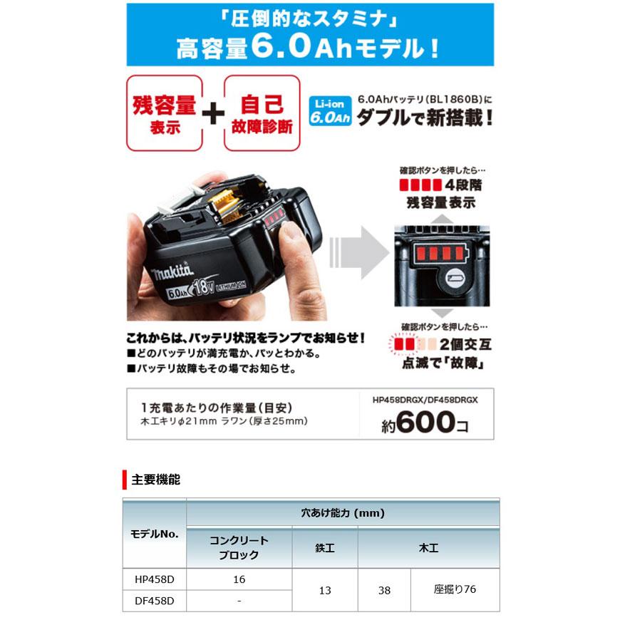 マキタ HP458DZ 充電式震動ドライバドリル 18V 本体のみ (電池・充電器・ケース別売)｜newstagetools｜04