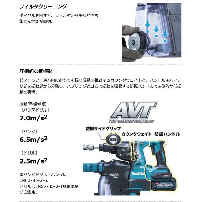 マキタ HR001GDXVB 充電式ハンマドリル(黒) 28mm 40V 2.5Ah (集 マキタ HR001GDXVB 充電式ハンマドリル(黒) 28mm 40V 2.5Ah (集