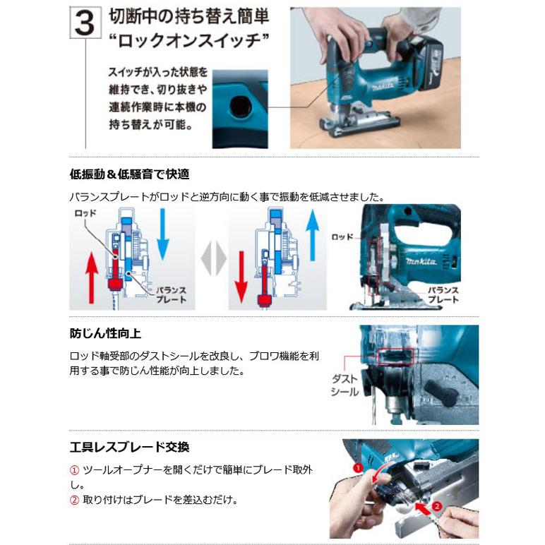 マキタ JV182DZK 充電式ジグソー 18V 本体のみ ケース付 (電池 マキタ JV182DZK 充電式ジグソー 18V 本体のみ ケース付 (電池