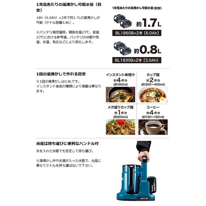 マキタ KT360DZW 充電式ケトル (白) 36V(18V+18V) 本体のみ マキタ KT360DZW 充電式ケトル (白) 36V(18V+18V) 本体のみ
