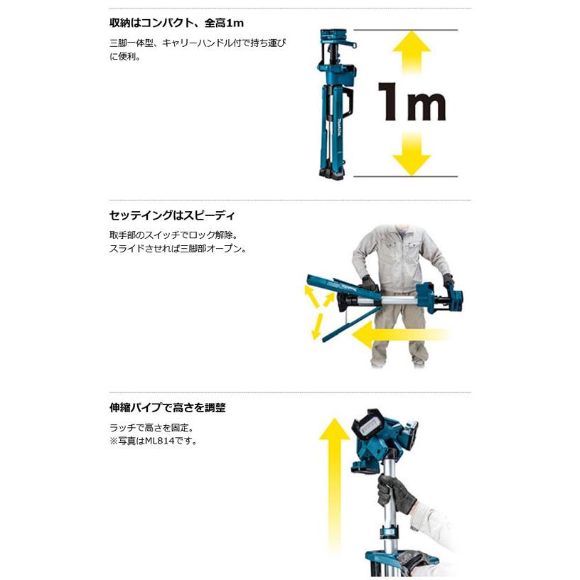 マキタ ML814 充電式タワーライト スポット・エリア照射(14.4V/18V対応） 本体のみ（バッテリ・充電器別売）｜newstagetools｜04