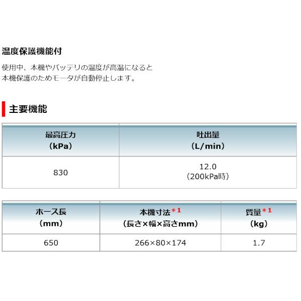 マキタ MP180DZ 充電式空気入れ 18V 本体のみ (バッテリ・充電器・ケース別売)｜newstagetools｜05