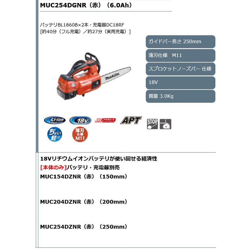 マキタ MUC154DZNR 充電式チェンソー薄刃スプロケットノーズバー仕様 150mm 18V 本体のみ (バッテリ・充電器別売)｜newstagetools｜03