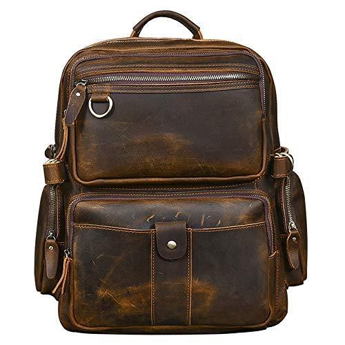 話題の行列 Bag Laptop Inch 17 Backpack Men Leather Cowhide Outdoor Ma Backpacks Travel バックパック、ザック