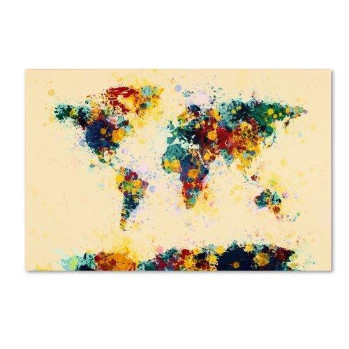 Michael Tompsettの商標ファインアート世界地図用ペイントスプラッシュ。 30x47-Inch MT0397-C3047GG 地図全般