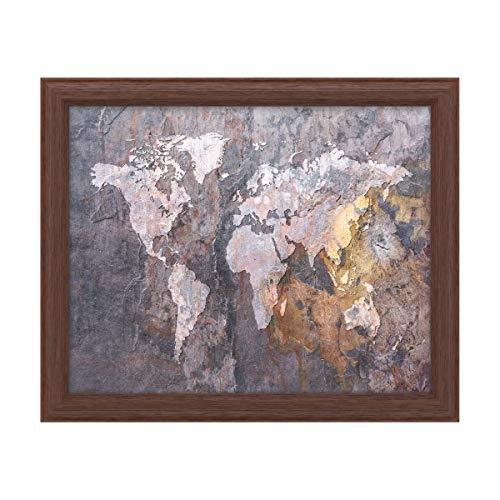 Trademark Fine Art World Map-Rock by Michael Tompsett, Wood Frame 16x20, Mu 地図全般