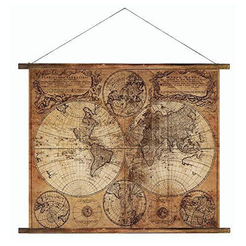 Walkking Ways 木製壁掛けスクロールポスター ヴィンテージ世界地図ペイント ホームデコレーション Hdプリント ウォールアート 40 5 地図全般 Vest Doctum Edu Br