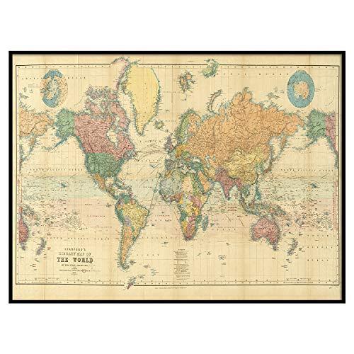 Beautiful World Map Vintage Atlas 1898 Mercator Projection, 地図全般
