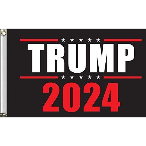 N&M Products Donald Trump 2024 3x5 Ft Black Polyester Flag with Heavy Brass 万国旗