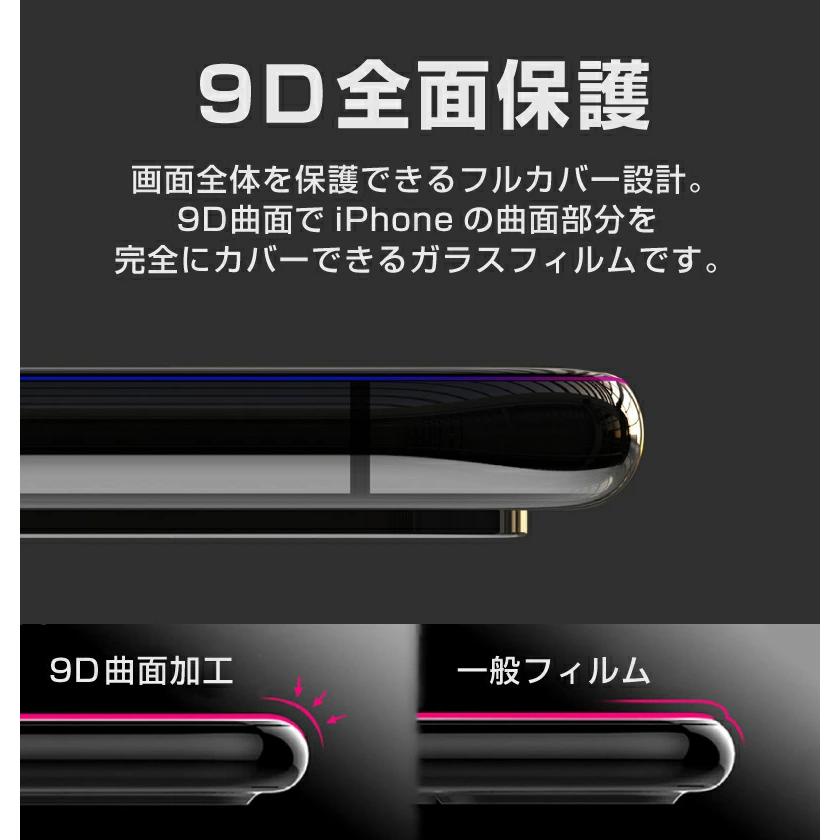 2枚入 iPhone 全機種 14 13 ガラスフィルム フルカバー 全面 9H