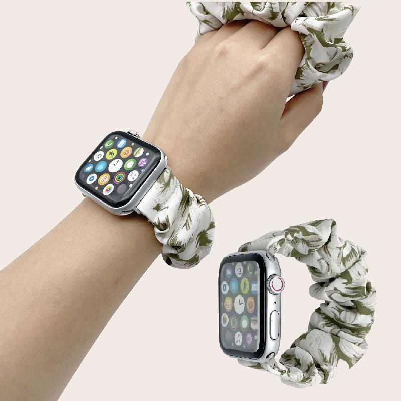 Apple Watch バンド シュシュ ins 40mm 41mm 42 44 38 45 mm 花柄  