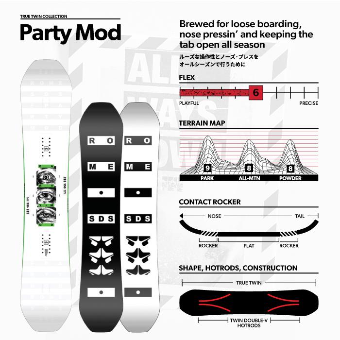 ROME SDS 日本正規品 スノーボード 板 ローム ROME PARTY MOD Rocker UNISEX パーティー モッド ロッカー ...
