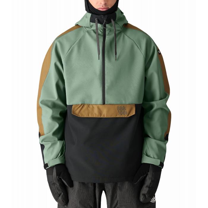 日本正規品 スノーボード ウェア ジャケット シックスエイトシックス 686 WATERPROOF ANORAK Cypress Green Colorblock メンズ 24-25_1