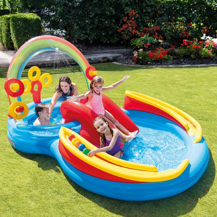 日本正規品 インテックス INTEX レインボーリングプレイセンター 297cm U-57453 ビニールプール 家庭用プールの画像