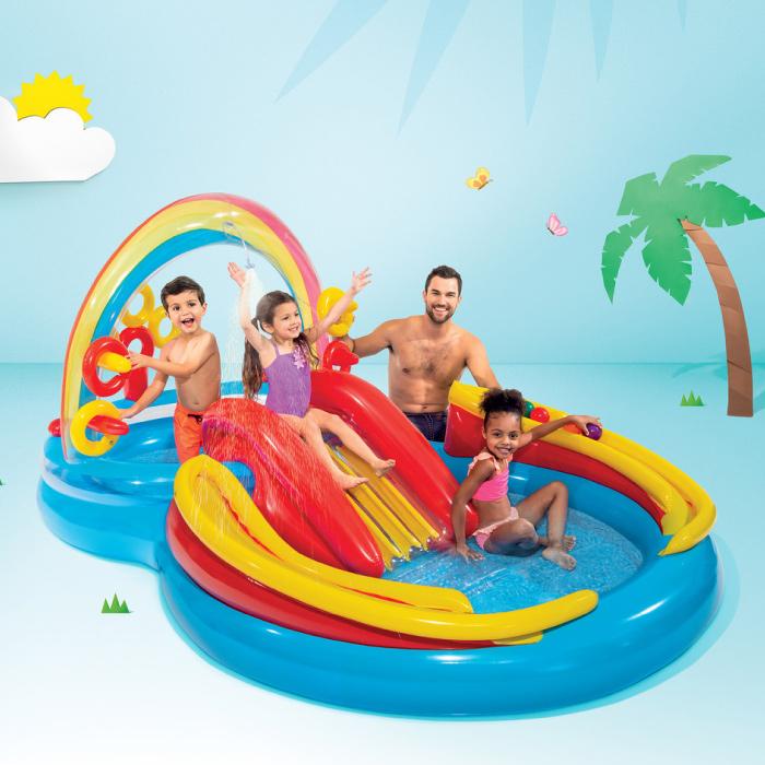 日本正規品 インテックス INTEX レインボーリングプレイセンター 297cm U-57453 ビニールプール 家庭用プールの画像