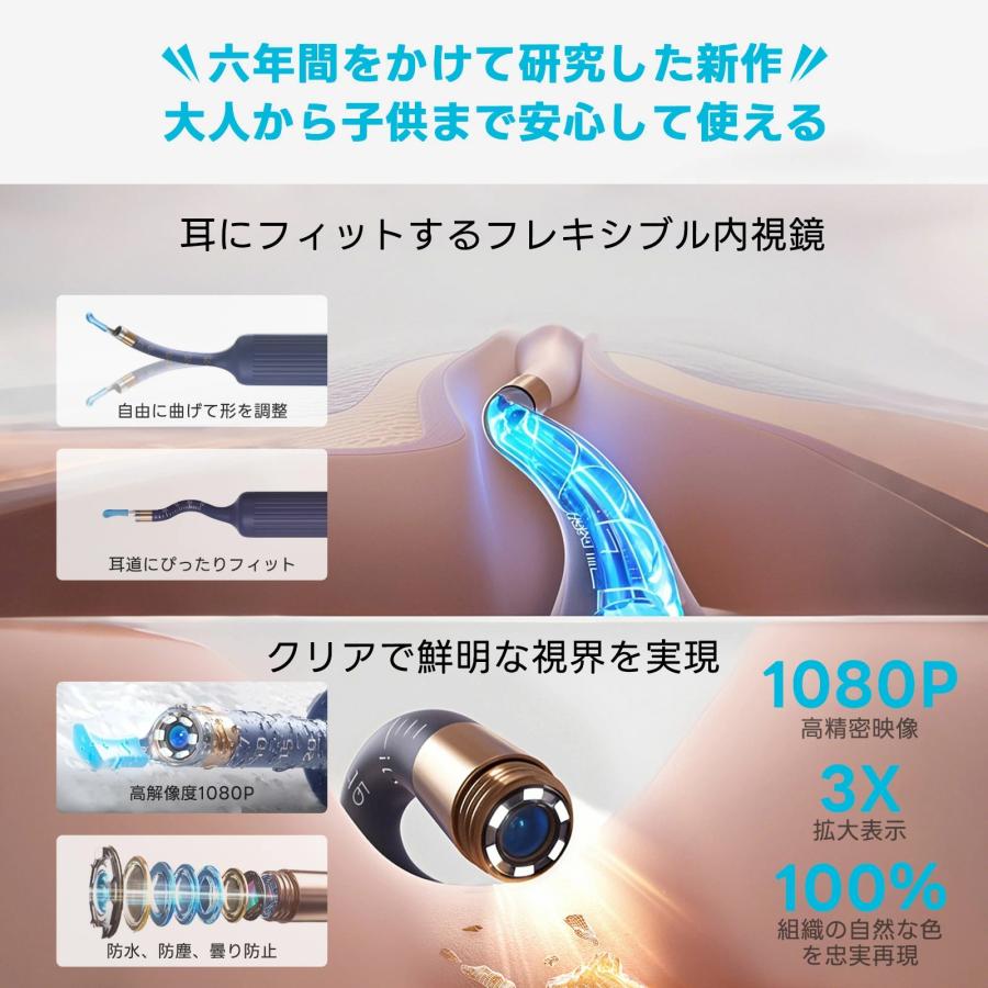 耳かき カメラ付き 1000万画質 BEBIRD カメラ付き耳かき フレキシブル