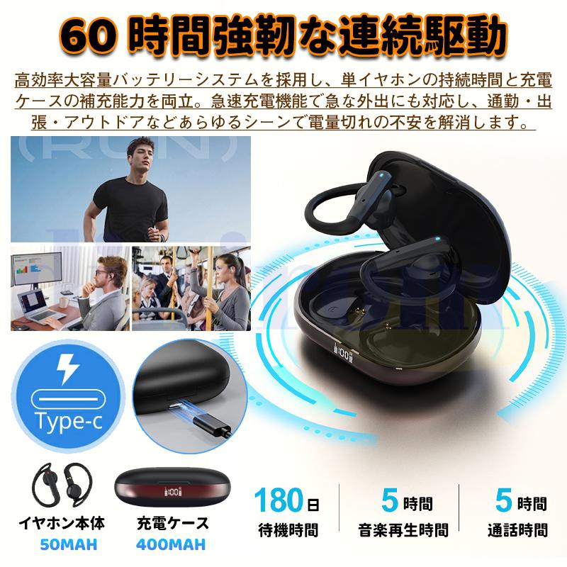 ワイヤレスイヤホン Bluetooth5.4 イヤホン オープンイヤー型 耳を塞が