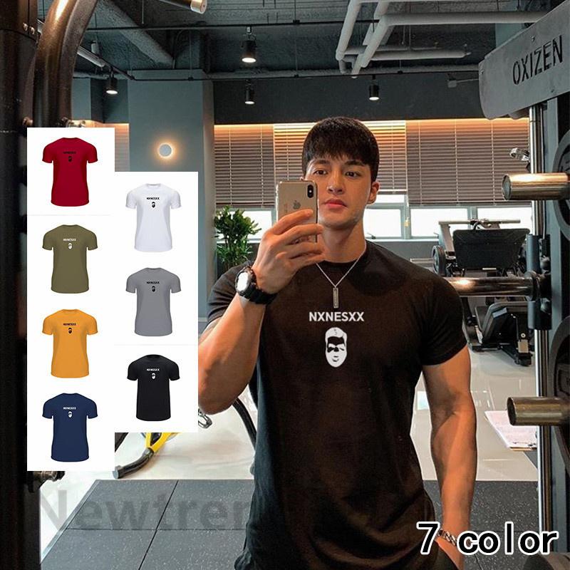 正規品直輸入 トレーニングウエア メンズ ジム 夏 半袖ｔシャツ スポーツウェア 速乾 吸汗 フィットネス 筋トレ トレーニングトップス