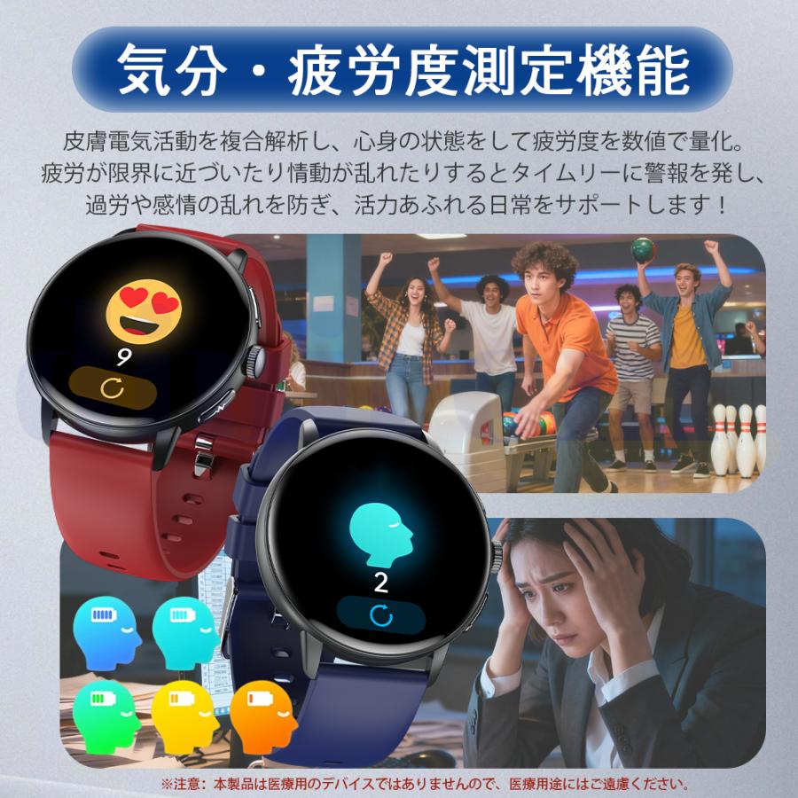 2026最新 スマートウォッチ 医療レベルECG心電図測定 体組成 血液成分分析 通話機能 歩数計 血圧 体温 気分 疲労度分析 通話機能付き 血中酸素 活動量 爆買の画像