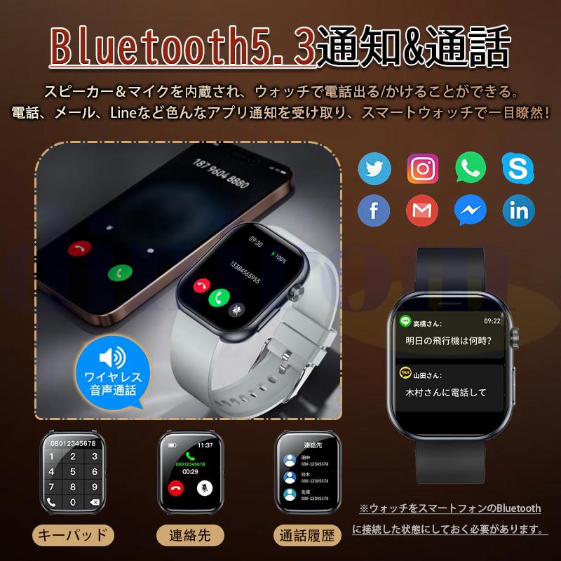 スマートウォッチ 血糖値 血圧測定 日本製センサー 心電図 通話機能