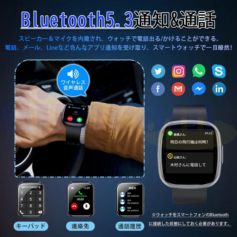 スマートウォッチ ECG心電図 血圧 体温 血中酸素 心拍数 体組成 血液