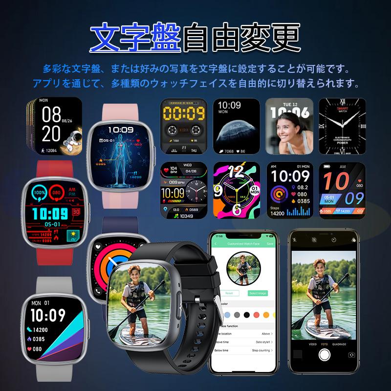 スマートウォッチ ECG心電図 血圧 体温 血中酸素 心拍数 体組成 血液
