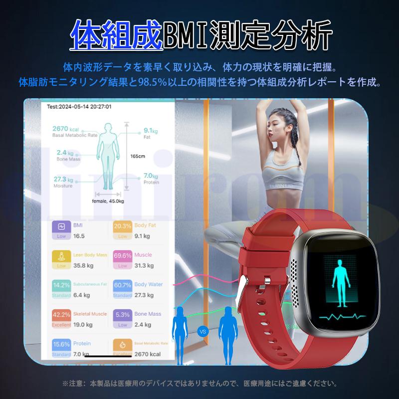 スマートウォッチ ECG心電図 血圧 体温 血中酸素 心拍数 体組成 血液