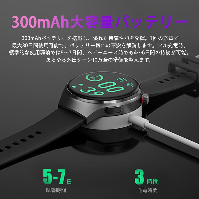 スマートウォッチ スポーツウォッチ 通話機能付き 血圧測定 日本製センサー 常時表示 高精度心拍数 睡眠 血中酸素 女性生理管理 IP68防水爆買の画像
