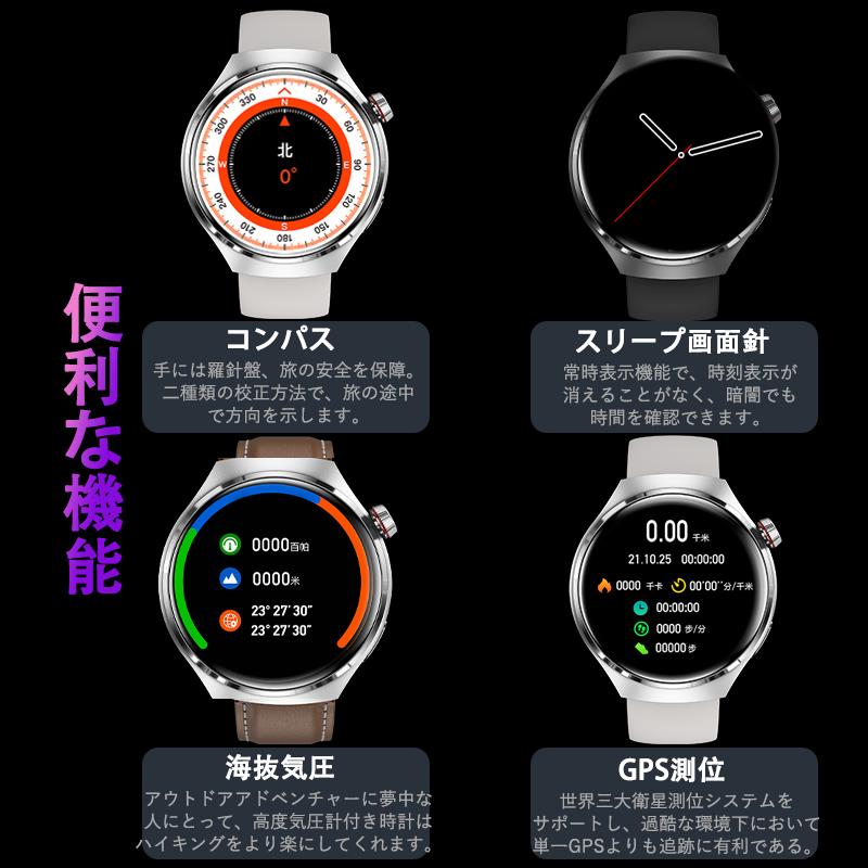スマートウォッチ スポーツウォッチ 通話機能付き 血圧測定 日本製センサー 常時表示 高精度心拍数 睡眠 血中酸素 女性生理管理 IP68防水爆買の画像