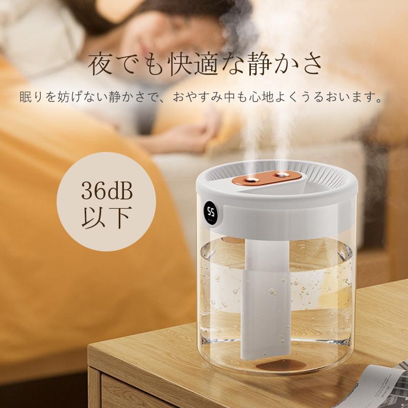 加湿器 超大容量 卓上 2L デュアル噴霧口 加湿機 湿度表示 3段階 超