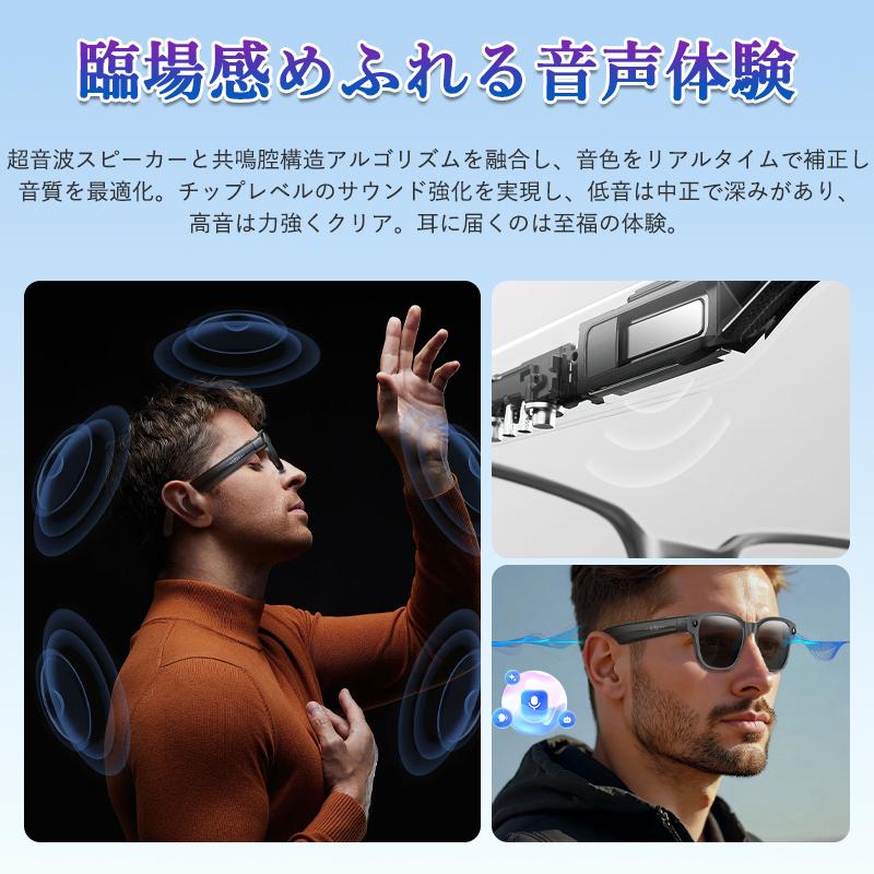 新登場！スマートグラス マイク内蔵 AIワイヤレスメガネ Bluetooth5.4