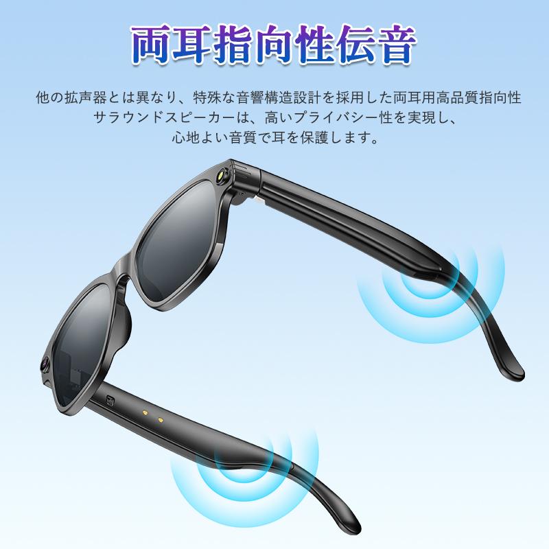 新登場！スマートグラス マイク内蔵 AIワイヤレスメガネ Bluetooth5.4