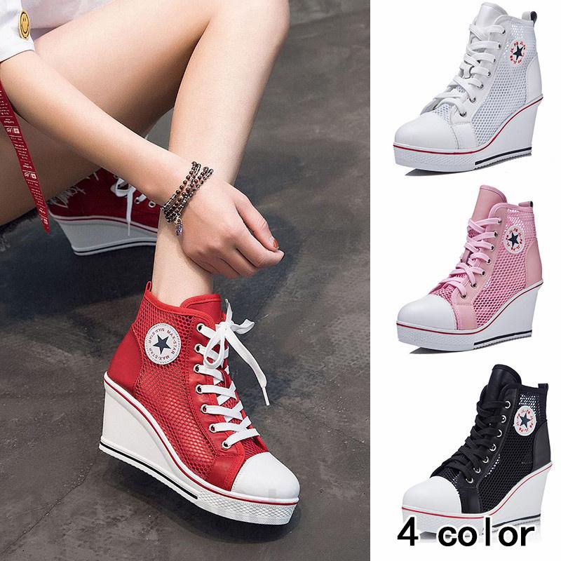 レディース 厚底スニーカー 可愛い 美脚 身長アップ ダイエットシューズ ヒールスニーカー レディース ハイカット キラキラ ホワイト スニーカー Ladysh0455 Newtrend 通販 Yahoo ショッピング
