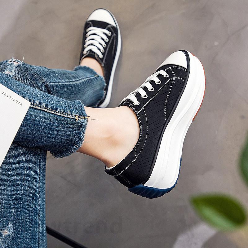 レディース 厚底スニーカー 可愛い 美脚 身長アップ ダイエットシューズ ヒールスニーカー レディース ハイカット 黒 靴 ホワイト スニーカー Ladysh0462 Newtrend 通販 Yahoo ショッピング