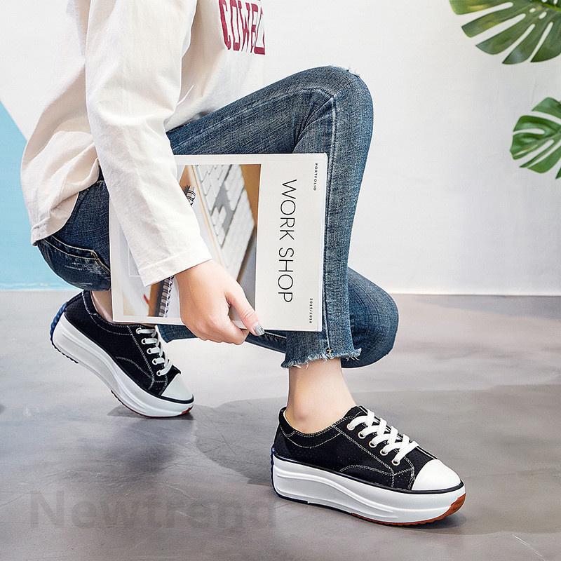 レディース 厚底スニーカー 可愛い 美脚 身長アップ ダイエットシューズ ヒールスニーカー レディース ハイカット 黒 靴 ホワイト スニーカー Ladysh0462 Newtrend 通販 Yahoo ショッピング